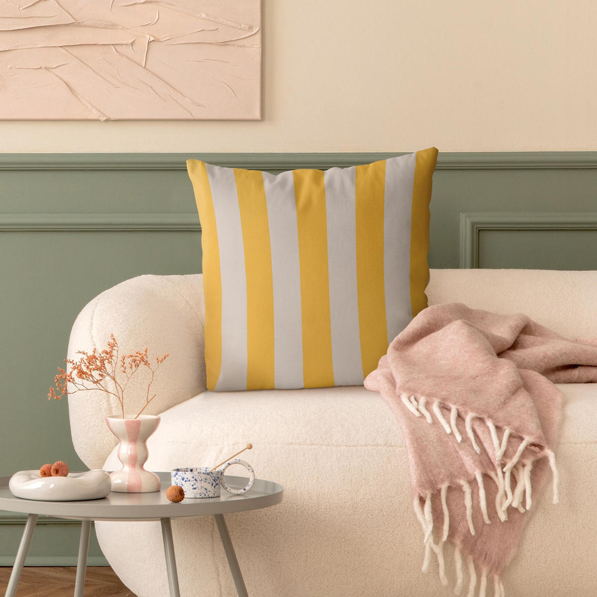 KISSENBEZUG Mighty Mango Große Streifen 50/50 cm - Gelb, Textil (50/50cm) - Bilderwelten