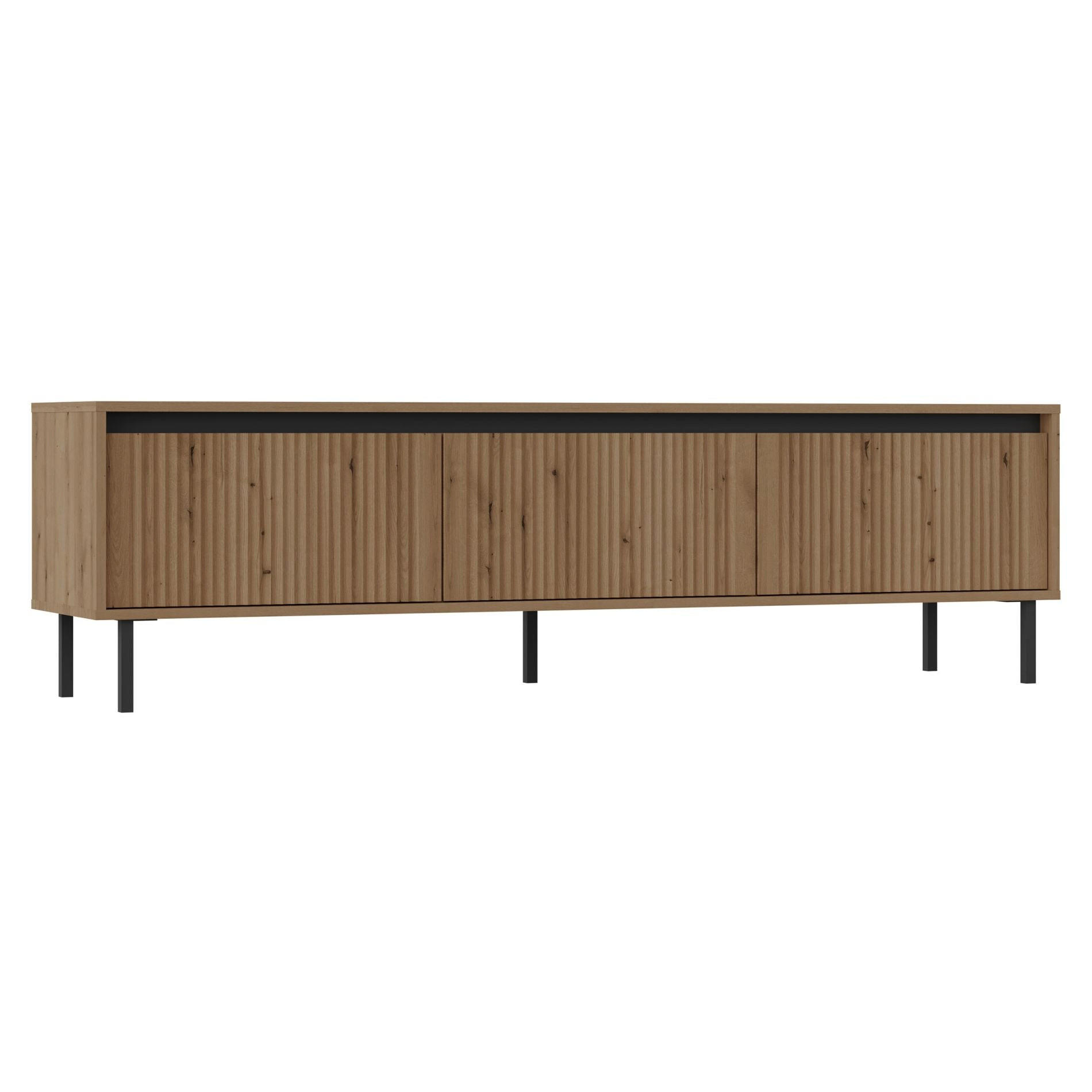 TV-LOWBOARD Osaka Eichenholzoptik Evoke 179/50/40 cm - Eichefarben/Schwarz, Holzwerkstoff/Metall (178.6/50/40cm) - Selsey