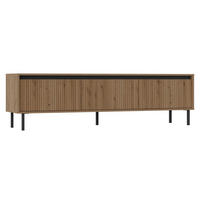 TV stolík Osaka drevodekor dub Evoke 179/50/40 cm - čierna/farba duba, kov/kompozitné drevo (178.6/50/40cm) - Selsey