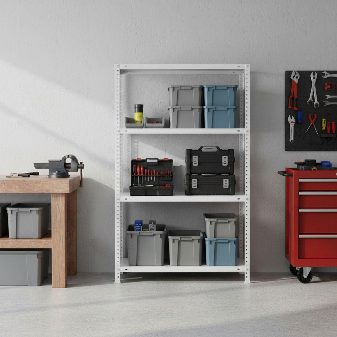 SCHRAUBREGAL PANDA MID | HxBxT 150x110x40cm | 4 Fachböden | Fachlast 75kg | Weiß - Weiß, Metall (110/150/40cm) - PROREGAL