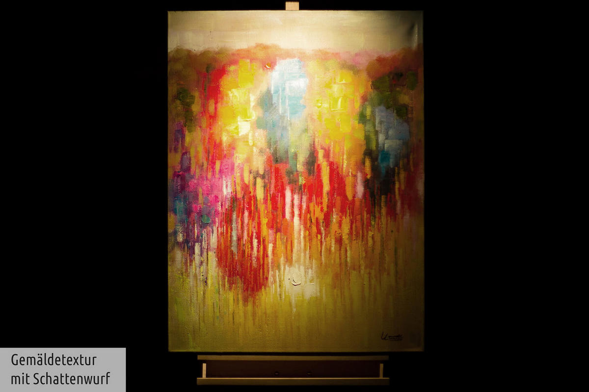 ACRYLBILD HANDGEMALT 75/100 cm - Blau/Gelb, Holz/Textil (75/100cm) - KUNSTLOFT