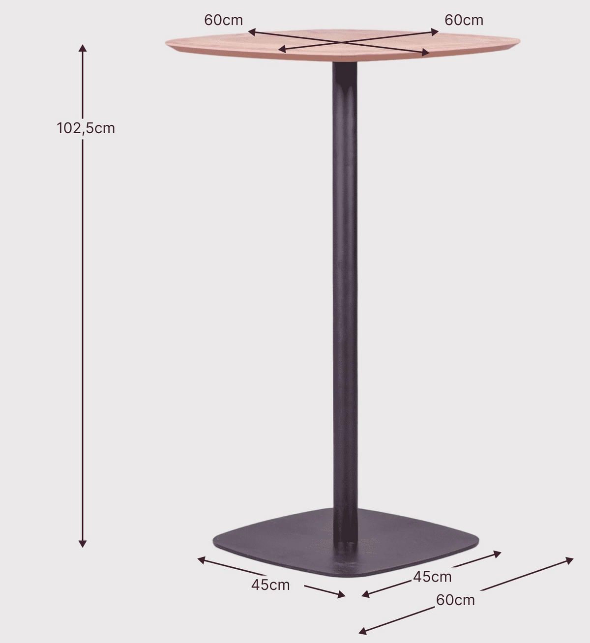 BARTISCH Eichefarben 60/60/103 cm - Eichefarben, Holz (60/103/60cm) - Nest Dream