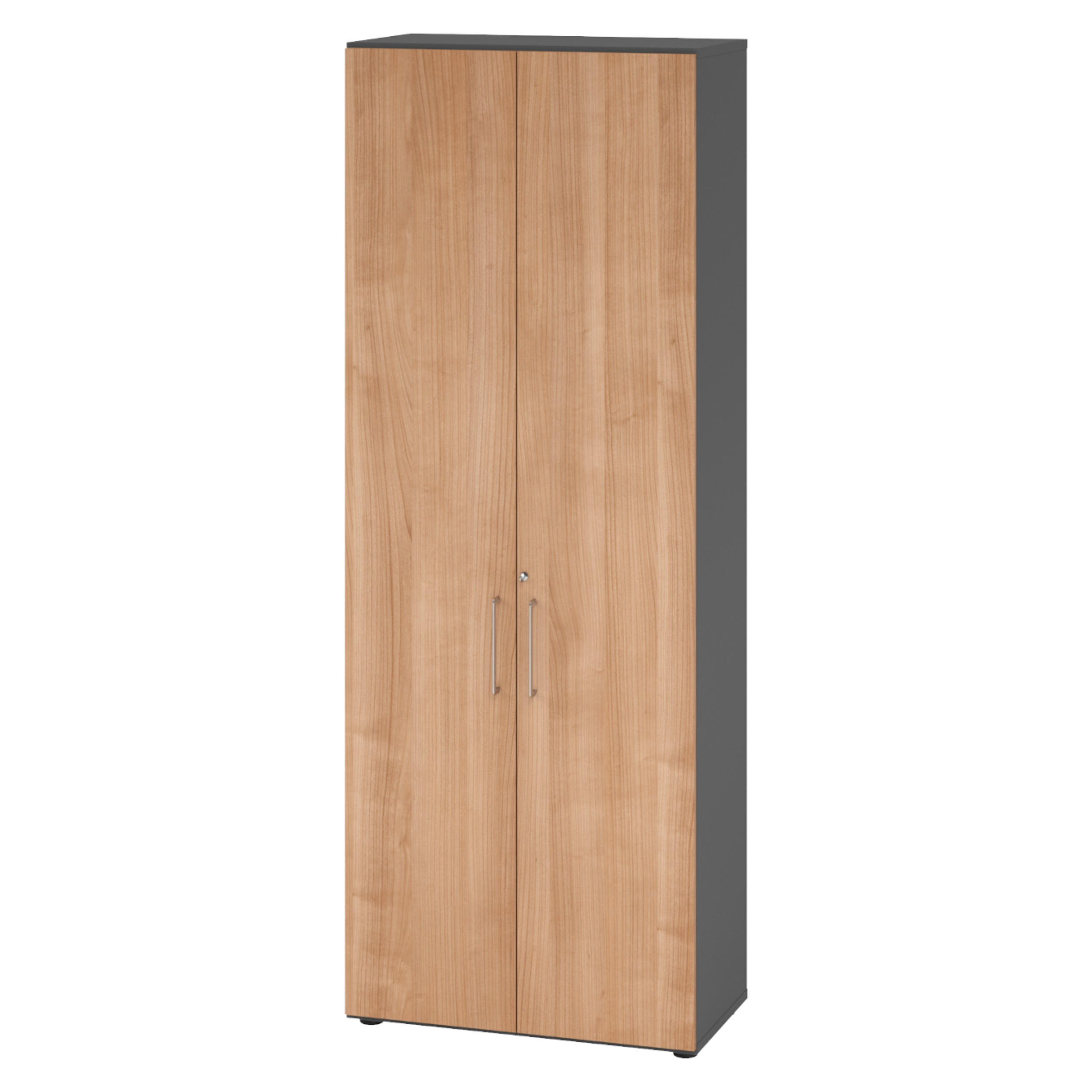 AKTENSCHRANK - 6 Ordnerhöhen 42/80/215,6 cm in Graphitfarben/Nussbaumfarben - Nussbaumfarben/Graphitfarben, Holzwerkstoff (80/215.6/42cm) - bümö