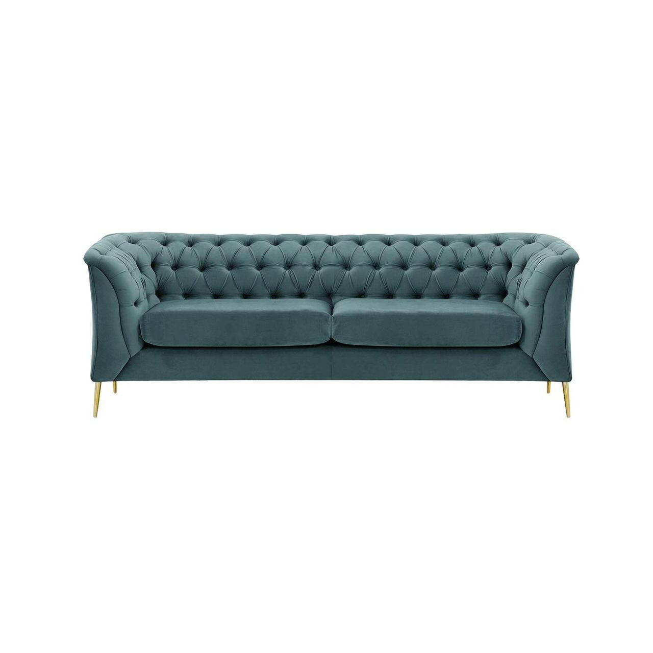 2,5-SITZER-SOFA Chesterfield Modern-Velluto 12 - Blau, Holz/Textil (209/74/80cm)