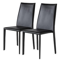 ESSZIMMERSTUHL - 2er-Set - Recyceltes Leder / Eisen - Schwarz, Leder/Kunststoff (46/97/56cm) - home24