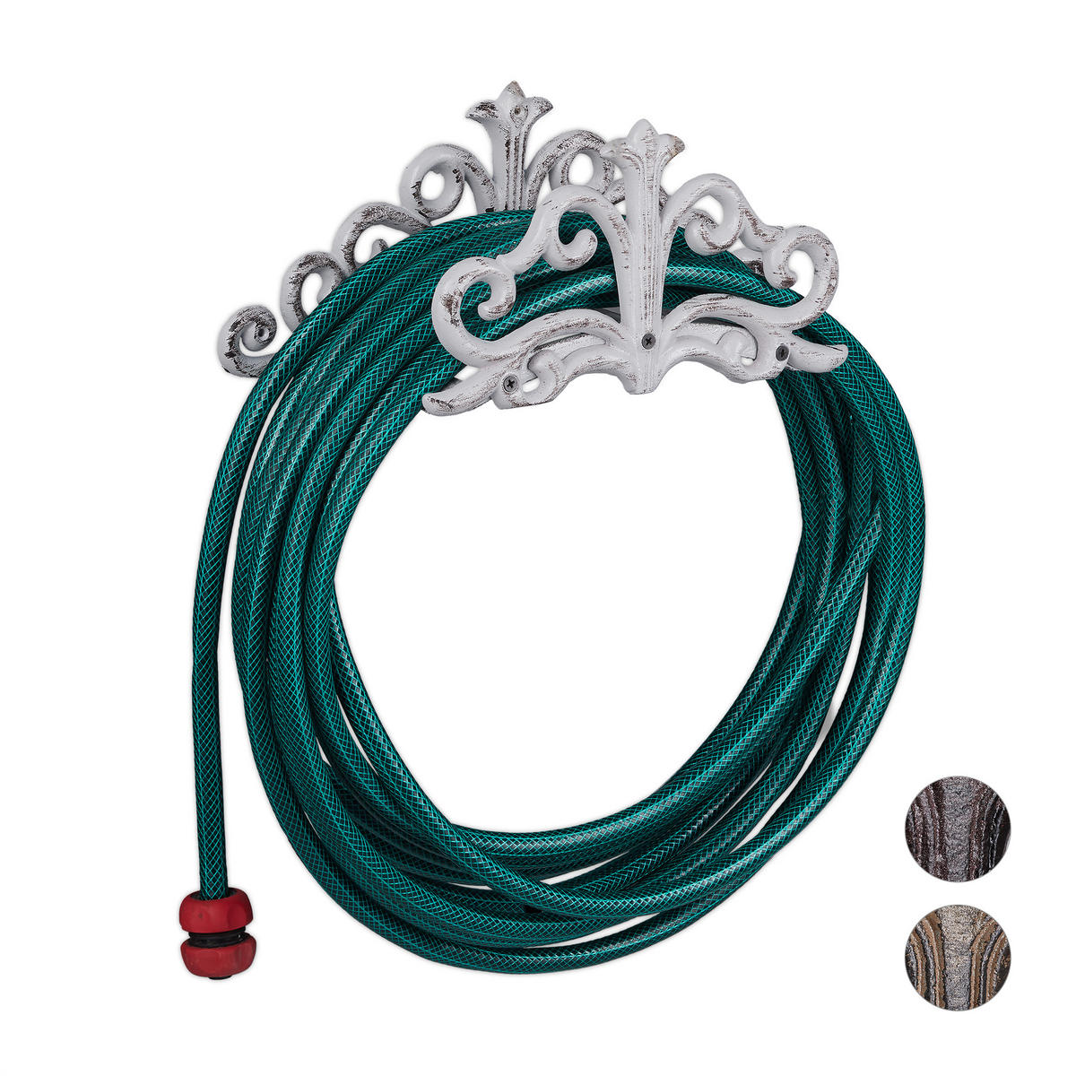 SCHLAUCHHALTER - Weiß, Metall (36/15/15cm) - Relaxdays