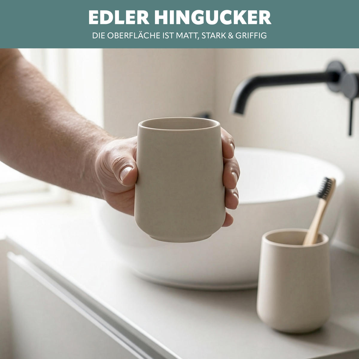 BECHER-SET TESERO 2tlg., Soft-Touch, beige - Beige, Kunststoff (8.5/10.5/8.5cm) - eluno