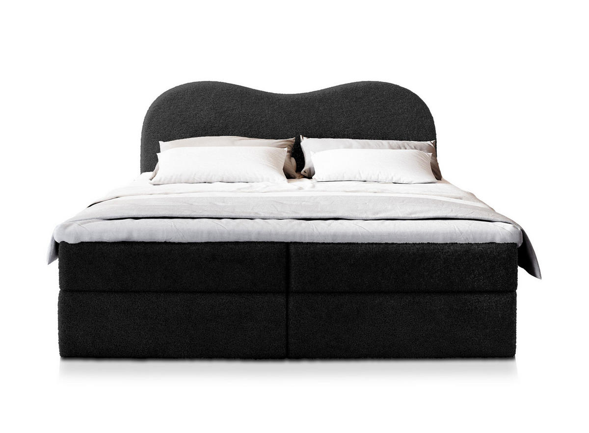 POSTEL BOXSPRING FLUVIA 140x200 cm, s matrací a úložným prostorem, černá - černá, kompozitní dřevo/textil (140/200cm) - MASSENO