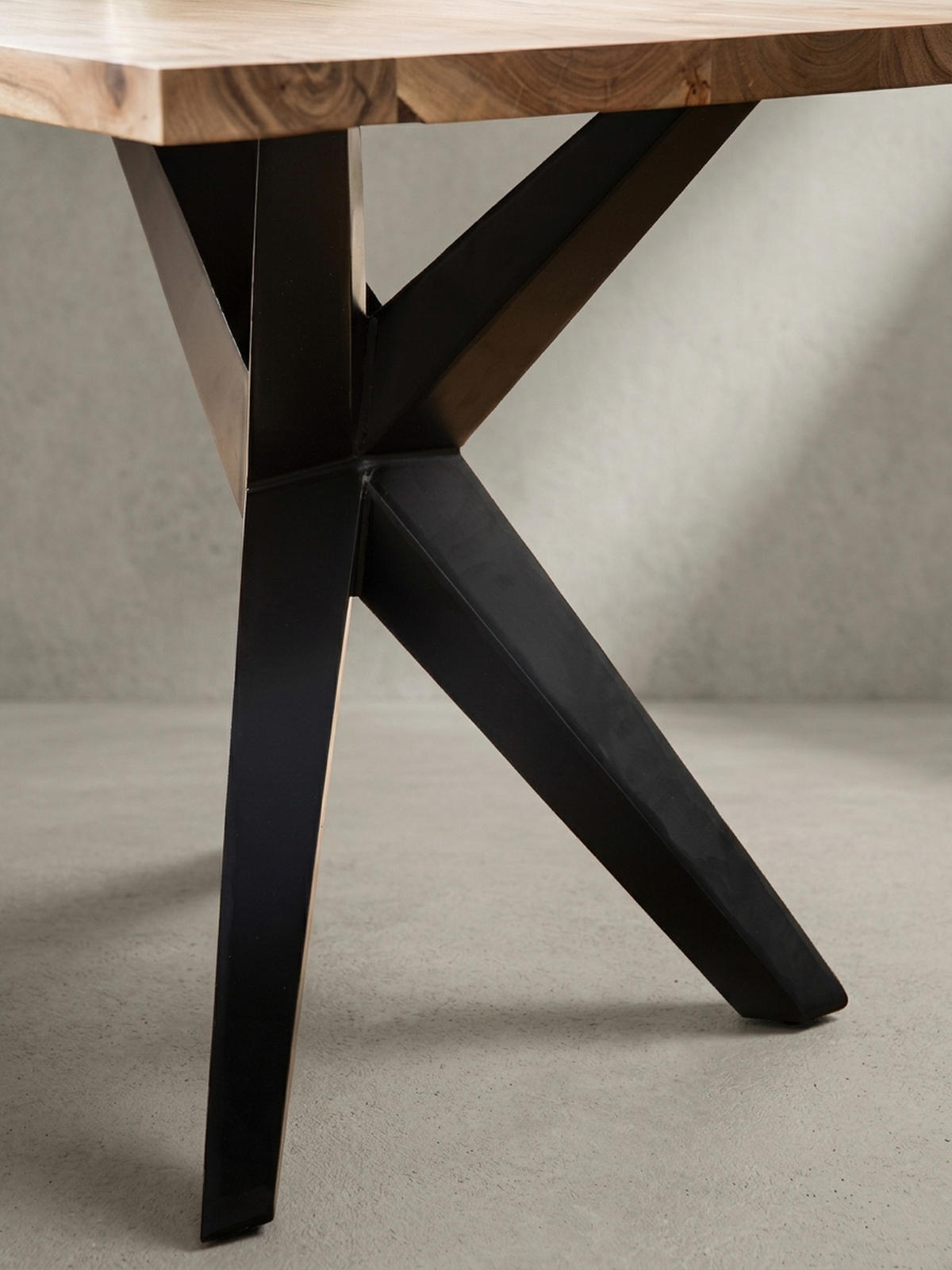 ESSTISCH Massivholz Metall Rechteckig Loft-Stil, Akazie 160x80x76 cm - Schwarz/Akaziefarben, Holz/Metall (80/160/76cm) - KADIMA DESIGN