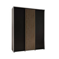 SCHWEBETÜRENSCHRANK 205,2/200/60 3-türig - Schwarz/Weiß, Holz/Metall (200/205.2/60cm) - Abiks Möbel