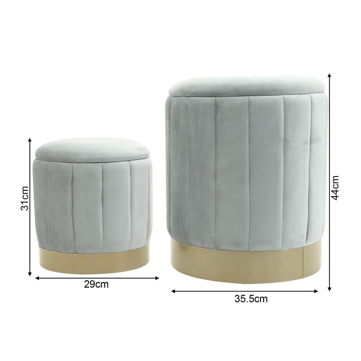 POUF 2er Set Grau 35,5/35,5/44 cm - Grau, Textil (35.5/44/35.5cm) - Mobili Rebecca