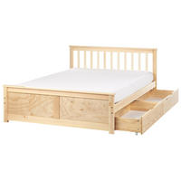BETT mit Schubladen 140x200 cm Heller Holzfarbton Olendon - Hellbraun, Holz (140/200cm) - Beliani
