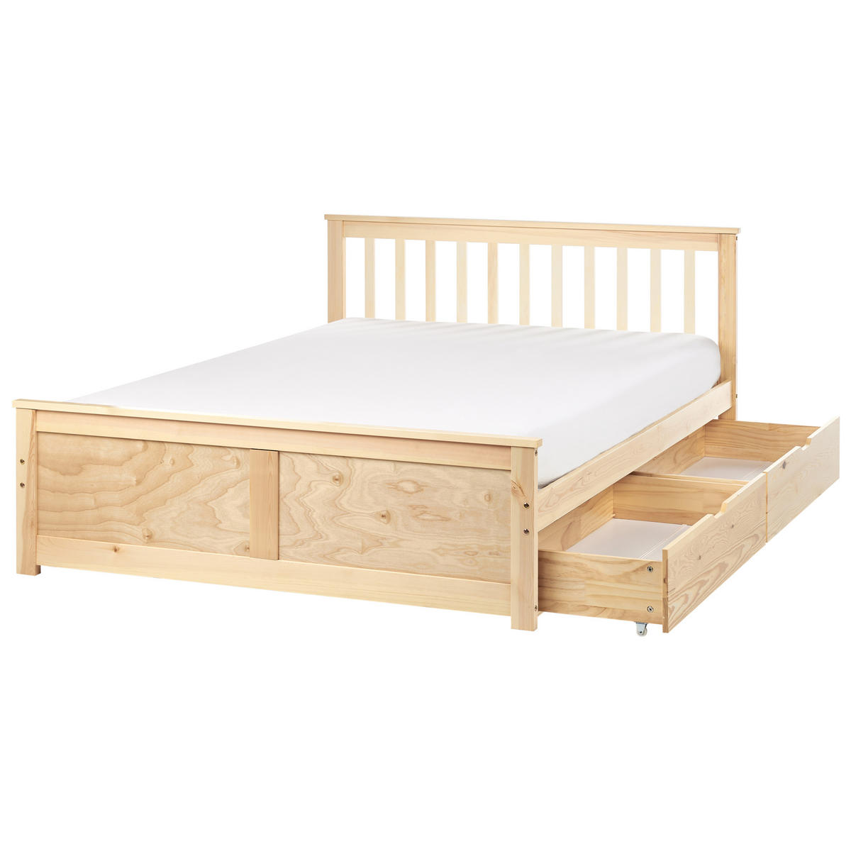 BETT mit Schubladen 140x200 cm Heller Holzfarbton Olendon - Hellbraun, Holz (140/200cm) - Beliani