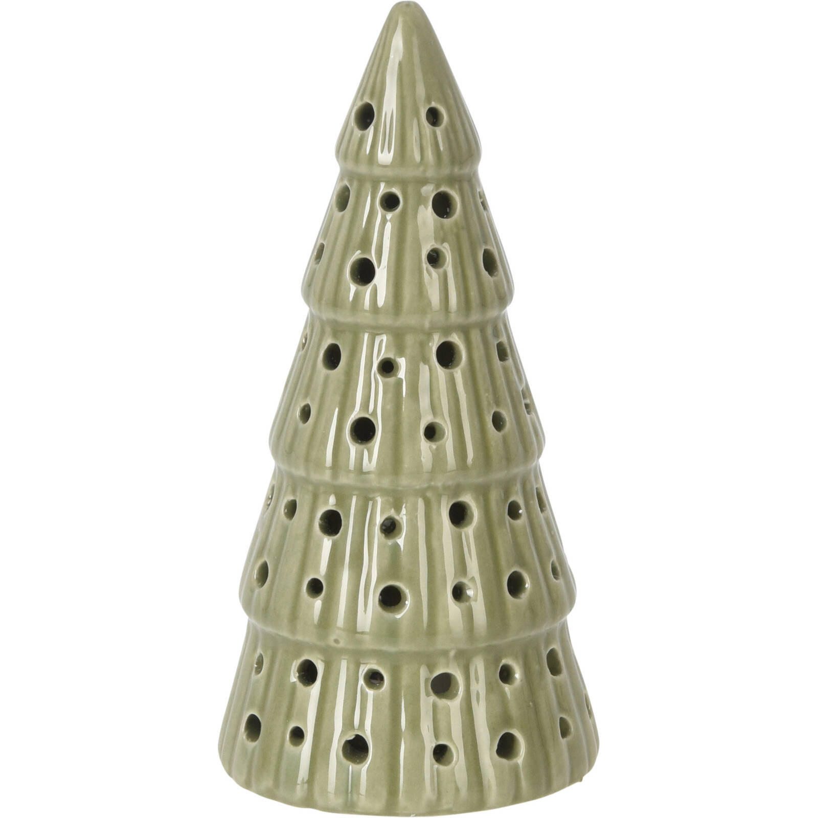 WEIHNACHTSBAUM Porzellan LED 14 cm - Grün, Keramik (7/14.5cm) - Home Styling Collection