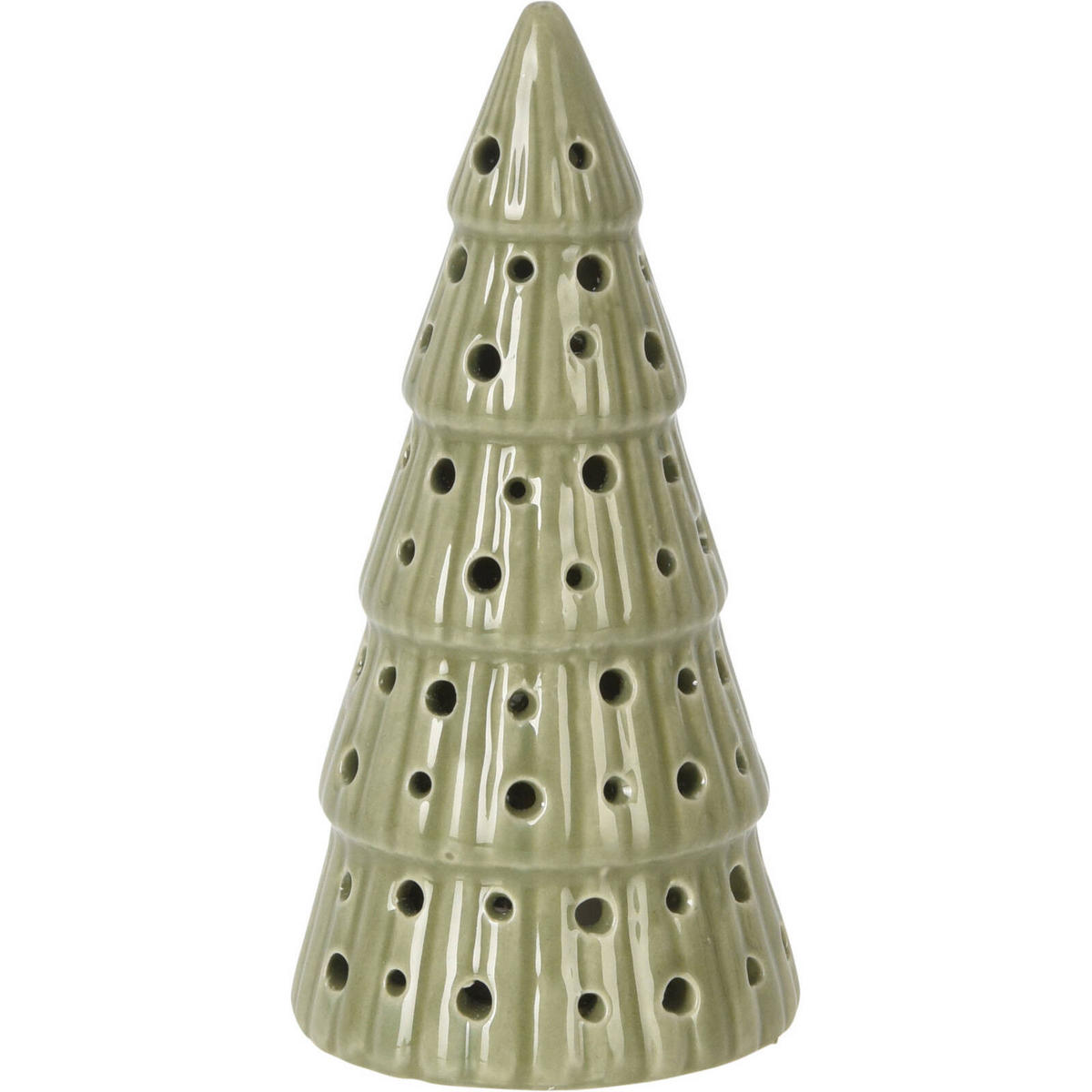 WEIHNACHTSBAUM Porzellan LED 14 cm - Grün, Keramik (7/14.5cm) - Home Styling Collection