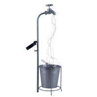 LED AUSSENLEUCHTE Solar Wasserhahn Silber - Silberfarben, Metall (17/16/62cm)