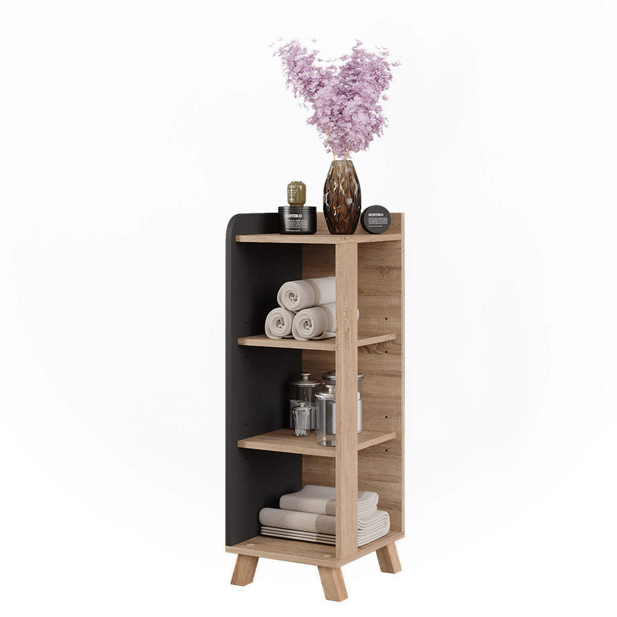 MIDISCHRANK Karen Sonoma/Anthrazit 30 x 90 cm mit 4 Ablagen - Anthrazit/Sonoma Eiche, Holzwerkstoff (30/90/35cm) - Vicco