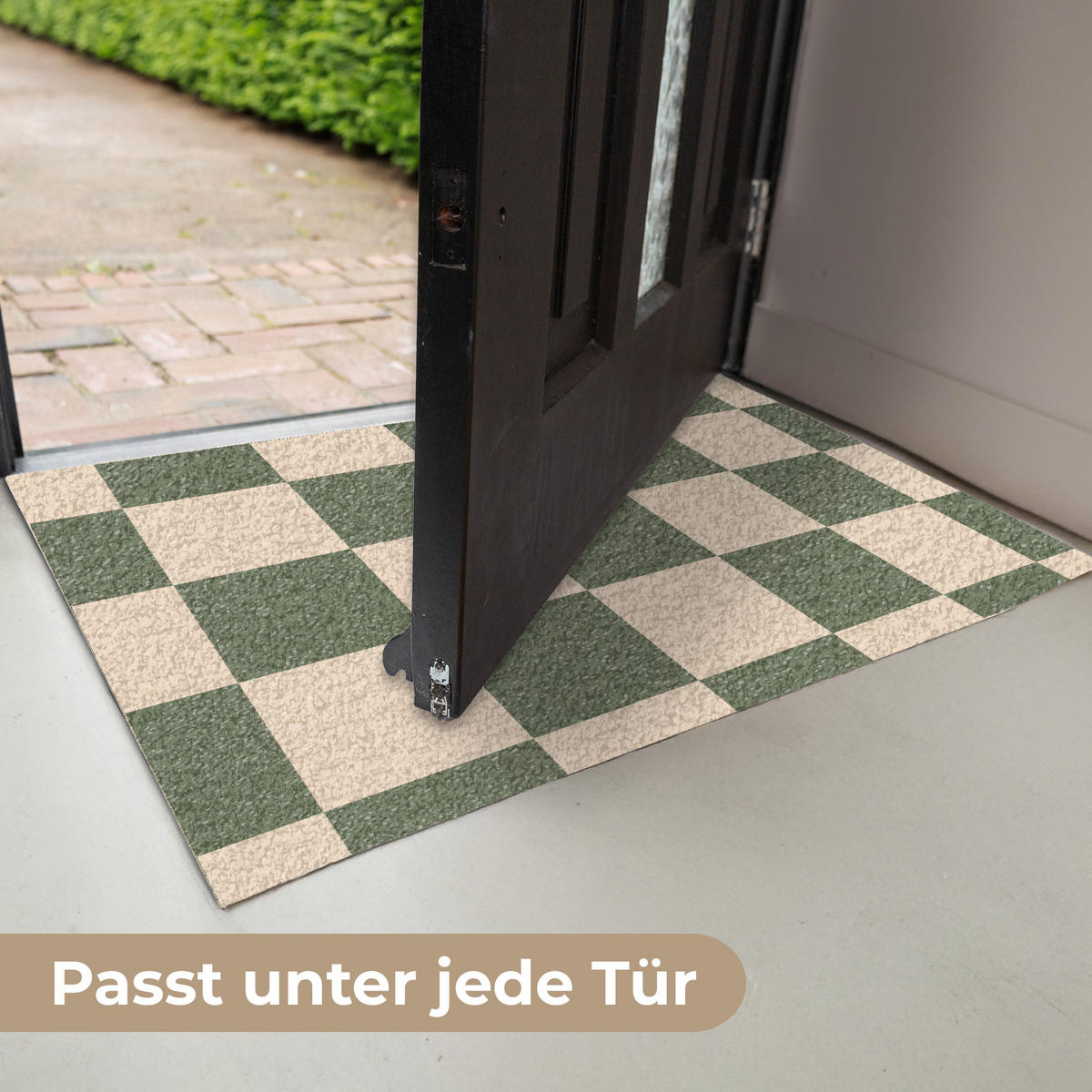 FUSSMATTE Schachbrettmuster - Grün - Beige - Blöcke 60x40 cm - Olivgrün, Kunststoff (60/0.4cm) - MuchoWow