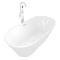 FREISTEHENDE Badewanne Wanne F11 170x80cm Luftmassage Armatur AF02 - Weiß, Glas/Kunststoff (80/58/170cm) - AcquaVapore by Sandra Jentho