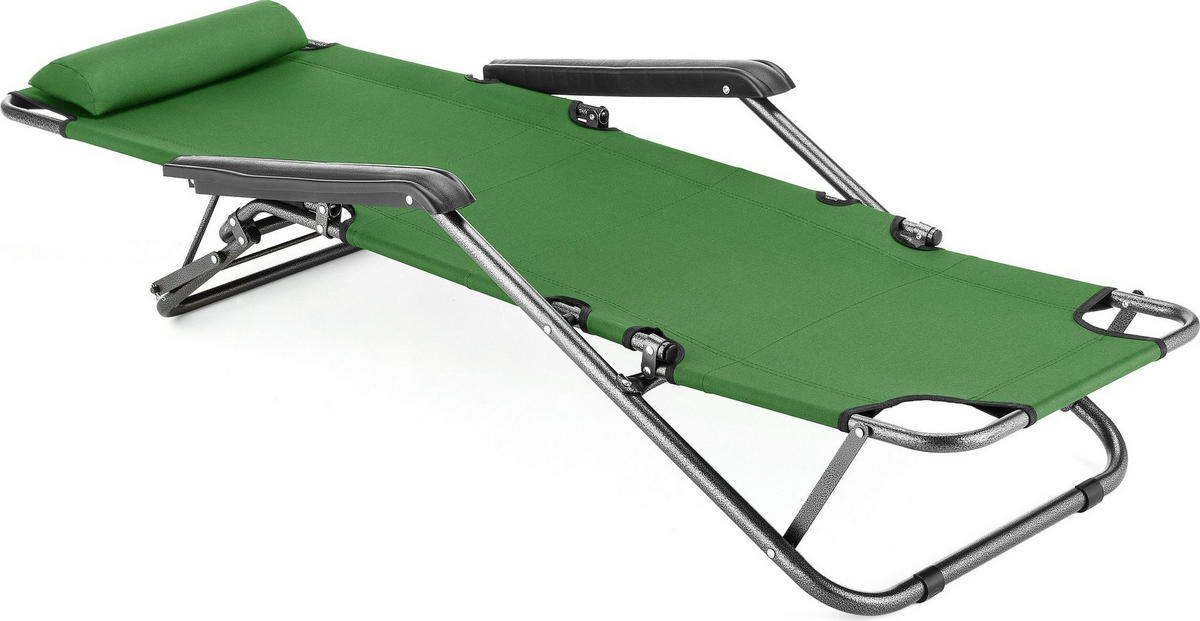 GARTEN-RELAXSESSEL bis 150 kg, Klappbar - Grün, Textil (61/31/153cm) - Outtec