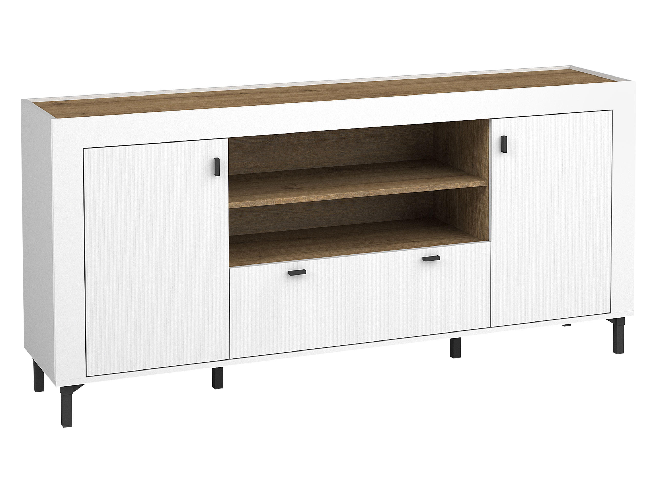 SIDEBOARD Mossa 2D1S MO07 - Schwarz/Weiß, Holzwerkstoff/Kunststoff (177/84/40cm) - MIRJAN24