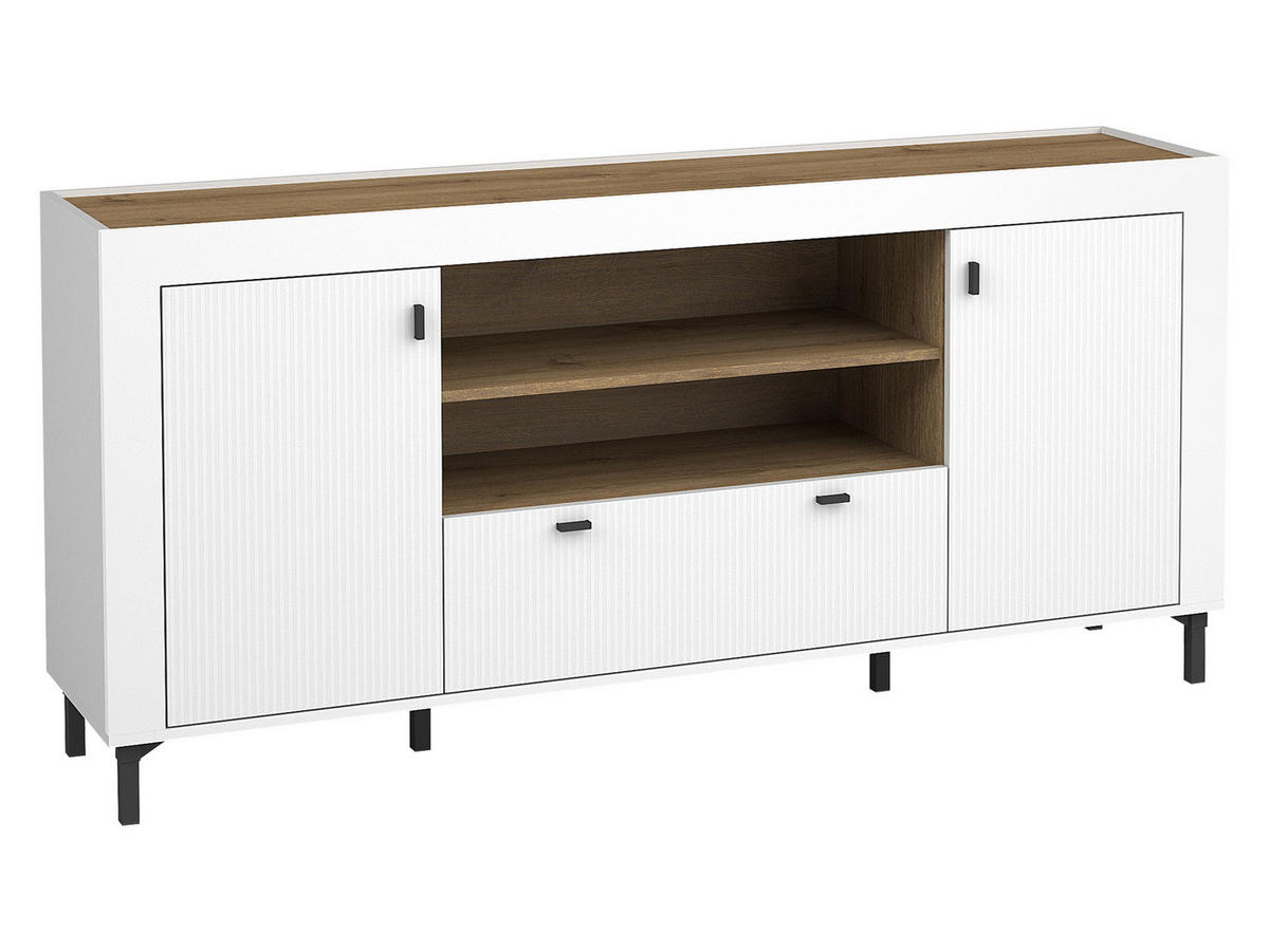 SIDEBOARD Mossa 2D1S MO07 - Schwarz/Weiß, Holzwerkstoff/Kunststoff (177/84/40cm) - MIRJAN24