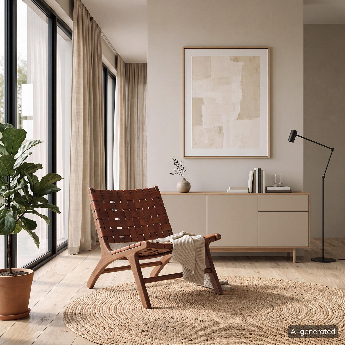 STUHL - Echtleder / Teak massiv - Teakfarben, Leder/Holz (60/68/78cm) - home24
