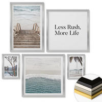 WANDBILDER 5er Set - 50x50 cm & 20x30 cm & 40x60 cm Silberner Rahmen - Tropenurlaub - Silberfarben, Kunststoff (40/60cm) - ArtPrintCave