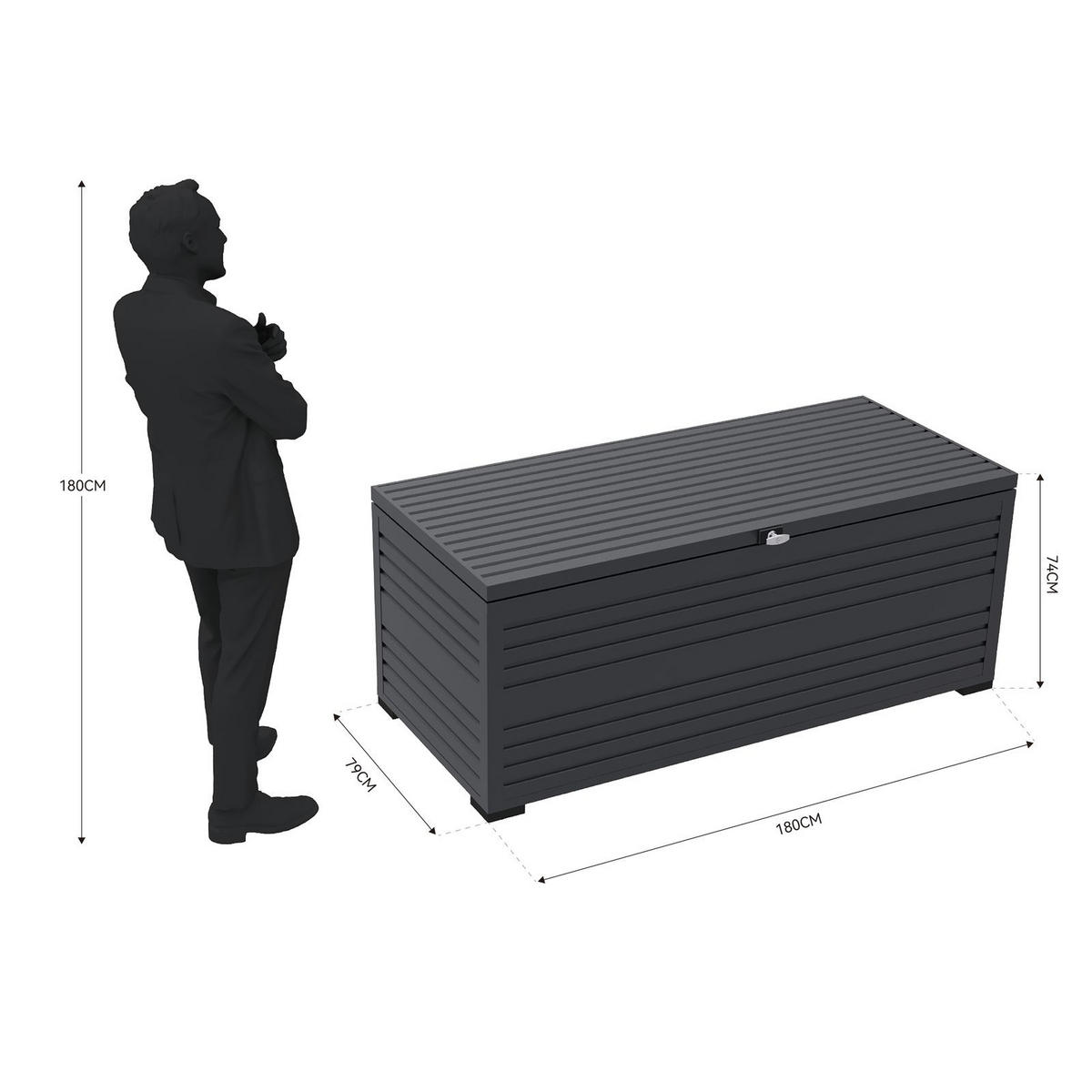 GARTENBOX 180/74/79 cm Aluminium 1015 L - Anthrazit, Metall (74/79/180cm) - WEIDE
