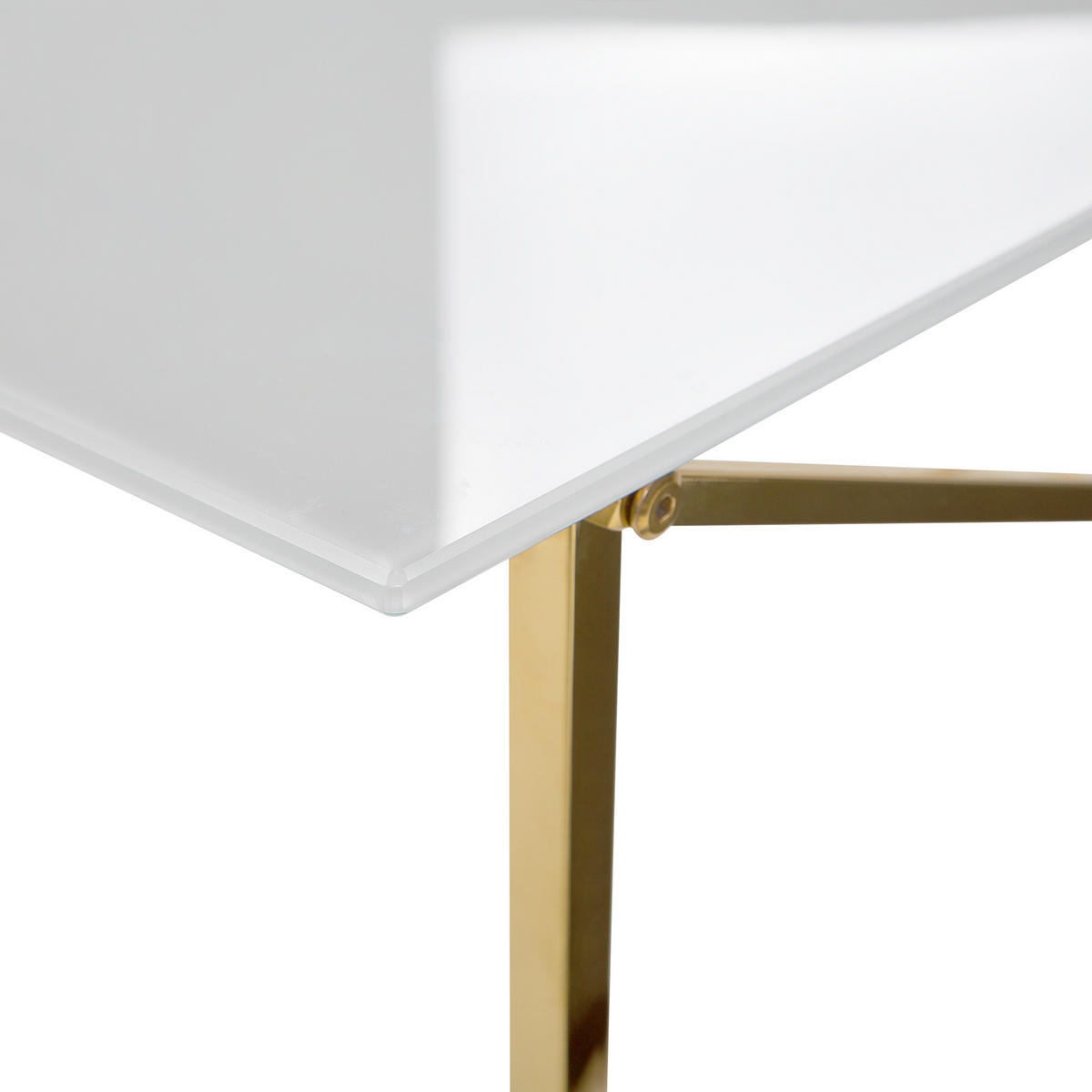 COUCHTISCH weiß/gold rechteckig 100/50 cm Emporia - Goldfarben/Weiß, Glas (50/100/40cm) - Beliani