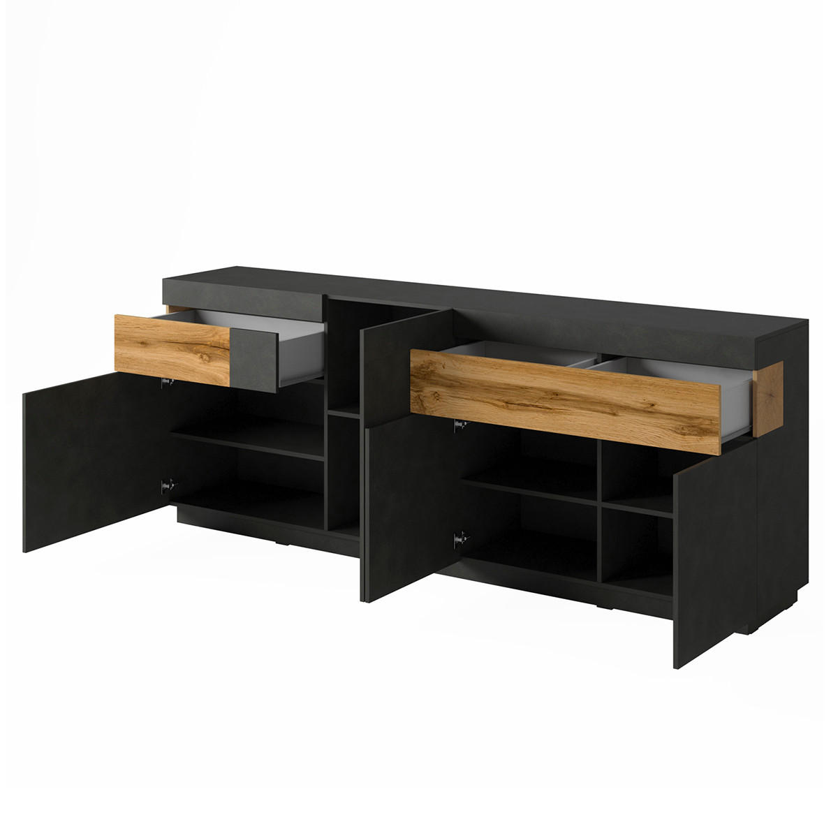 SIDEBOARD Andrea Anthrazitgrau und Holz - Grau, Holzwerkstoff (219/85/40cm) - Petits-meubles