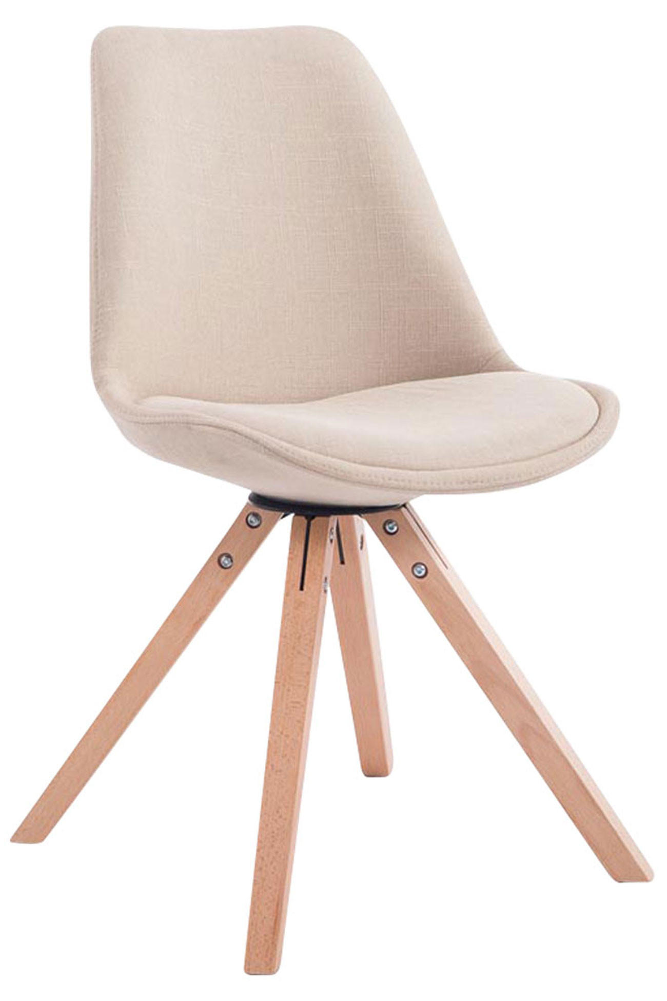 STUHL Stoff creme - Eukalyptusholzfarben/Creme, Holz/Textil (48/84/56cm) - CLP