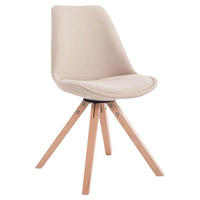 STUHL Stoff creme - Eukalyptusholzfarben/Creme, Holz/Textil (48/84/56cm) - CLP