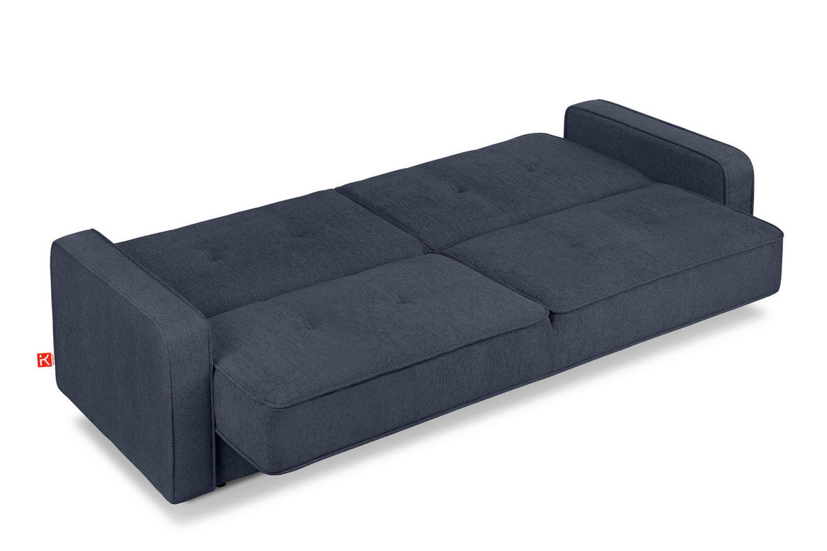 SCHLAFSOFA ORIO 3 Personen, Chenille-Stoff, Marineblau - Blau, Textil (219/90/90cm) - KONSIMO®