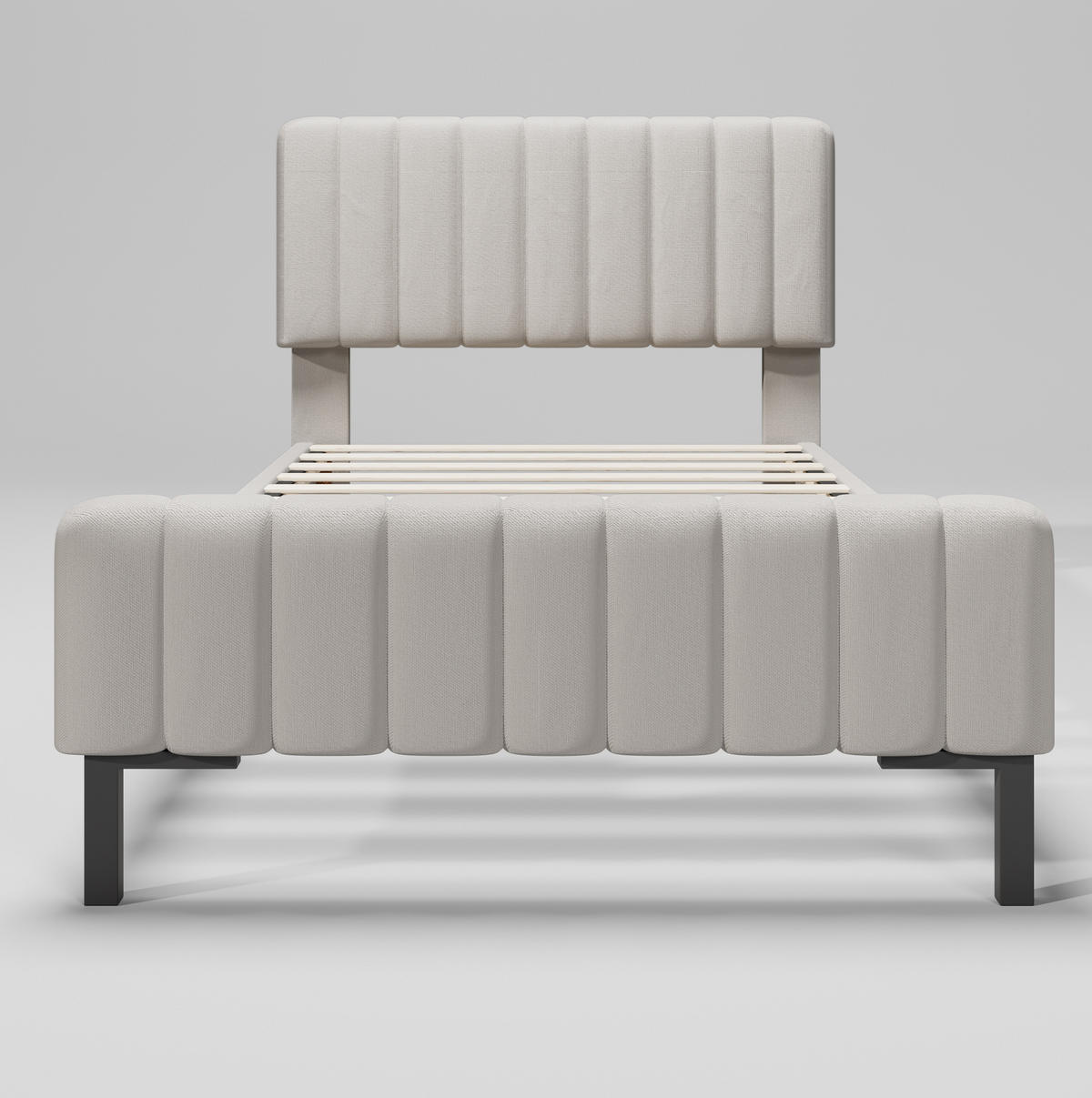 POLSTERBETT 90/200 cm in Grau-Beige mit verstellbarem Kopfteil - Grau, Textil (90/200cm) - Flora Grace