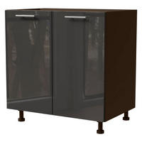 KÜCHENUNTERSCHRANK Essen D11/80 Graphit Hochglanz / Lava Matt 80 / 50 / 82cm - Dunkelgrau/Graphitfarben, Holz/Holzwerkstoff (80/82/50cm) - Feldmann-Wohnen