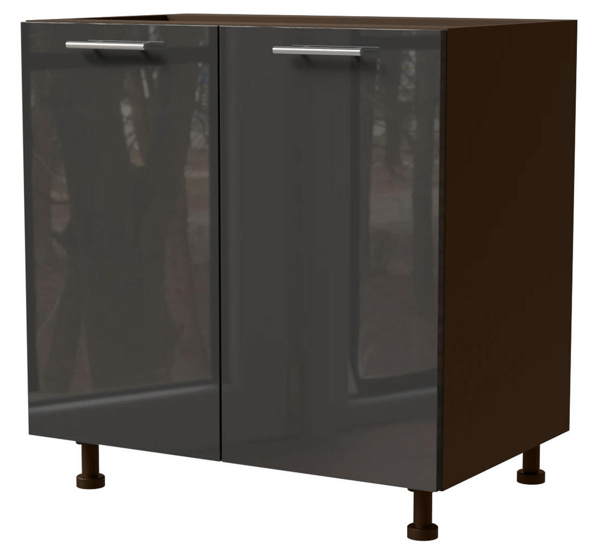 KÜCHENUNTERSCHRANK Essen D11/80 Graphit Hochglanz / Lava Matt 80 / 50 / 82cm - Dunkelgrau/Graphitfarben, Holz/Holzwerkstoff (80/82/50cm) - Feldmann-Wohnen