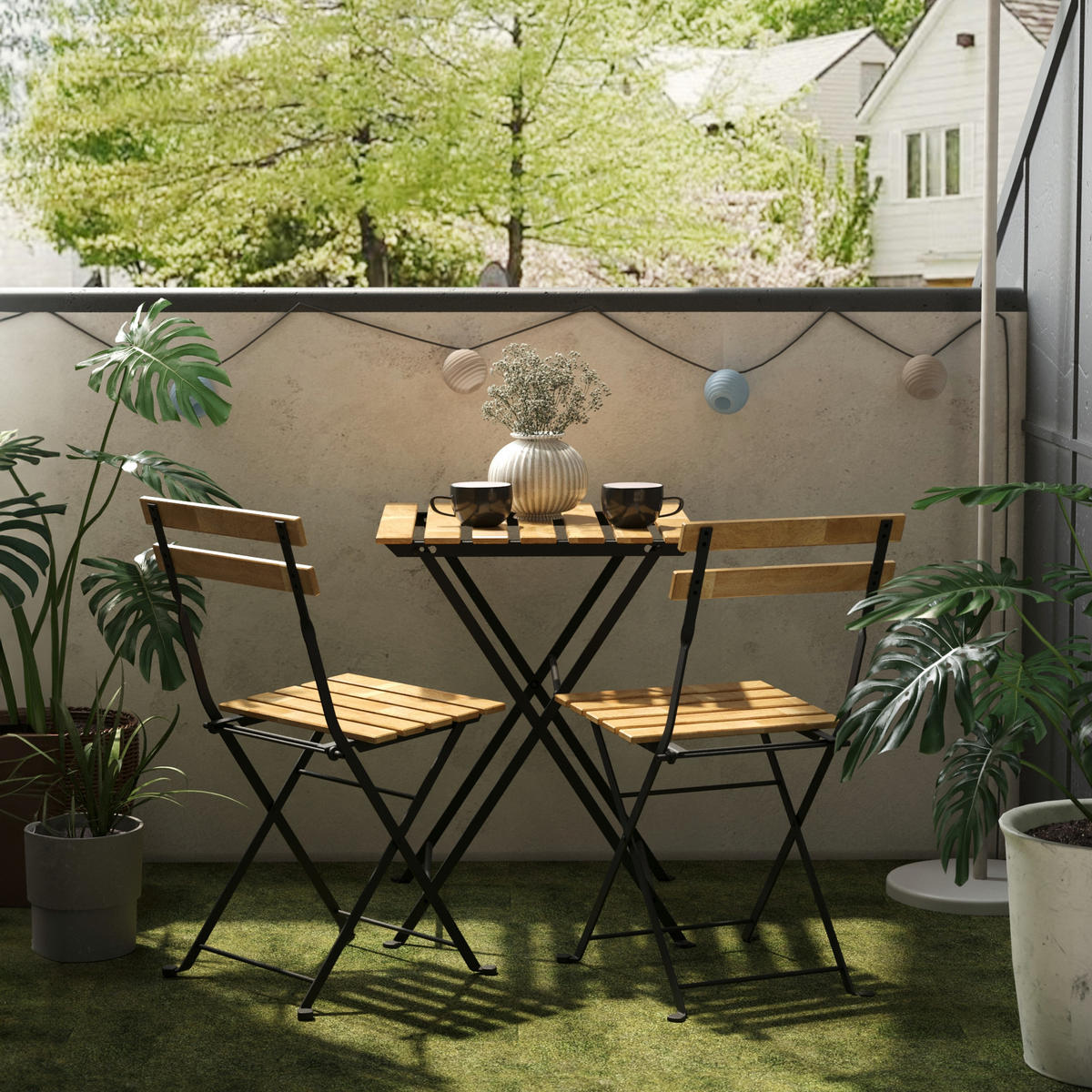 BISTRO-SET 3 TLG. Bovino - Schwarz/Naturfarben, Holz/Metall - casa.pro