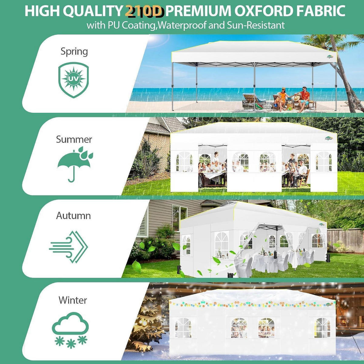FALTPAVILLON 3x6m weiß mit 6 Seitenteilen und Belüftungsöffnung - Weiß, Textil (300/298/600cm)