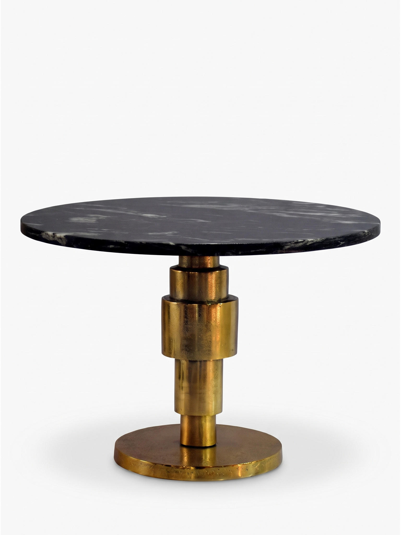 COUCHTISCH ESLA, Marmor, handgefertigt, Schwarz-Gold, Ø 60 x 39 cm - Goldfarben/Schwarz, Stein/Metall (60/60/39cm) - KADIMA DESIGN