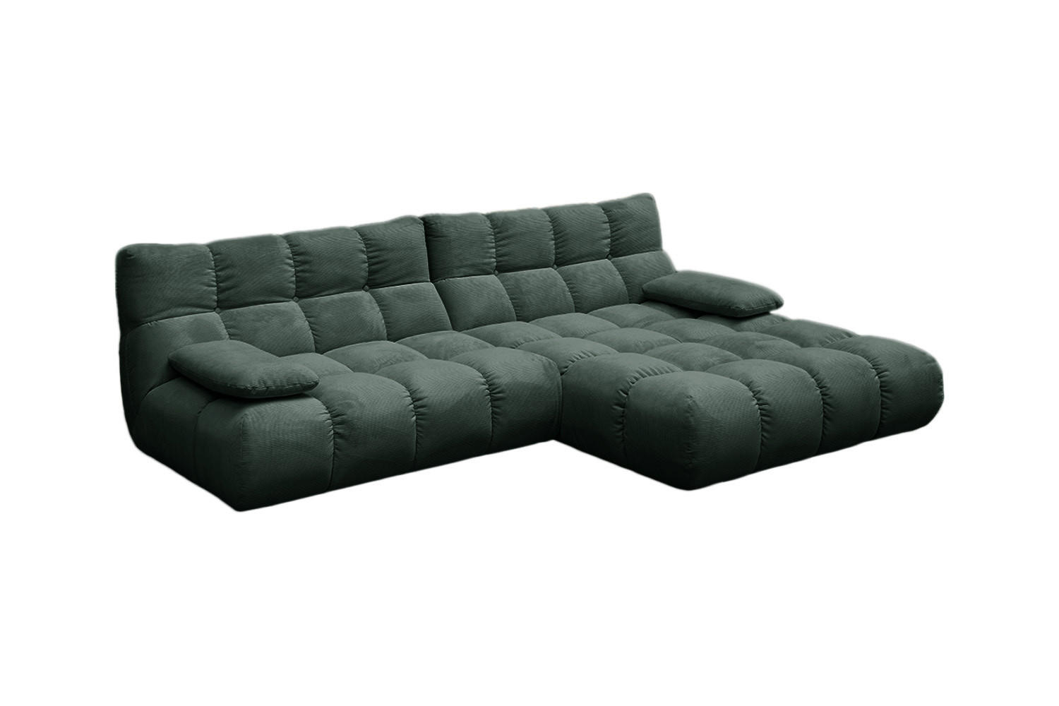 ECKSOFA VIVIEN Smaragdgrün Cord - Smaragdgrün/Schwarz, Kunststoff/Textil (290/178cm) - KAWOLA