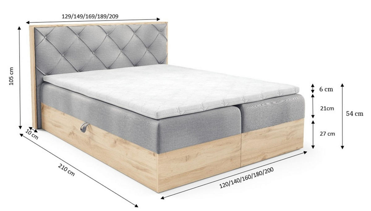 BOXBETT Helios Premium - Creme, Holzwerkstoff/Textil (120/200cm) - Fun Möbel