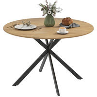 ESSTISCH 120/120/75 cm eichefarben mit X-Gestell und verstellbaren Füßen aus Holz und Stahl - Eichefarben, Holz (120/120/75cm) - OKWISH