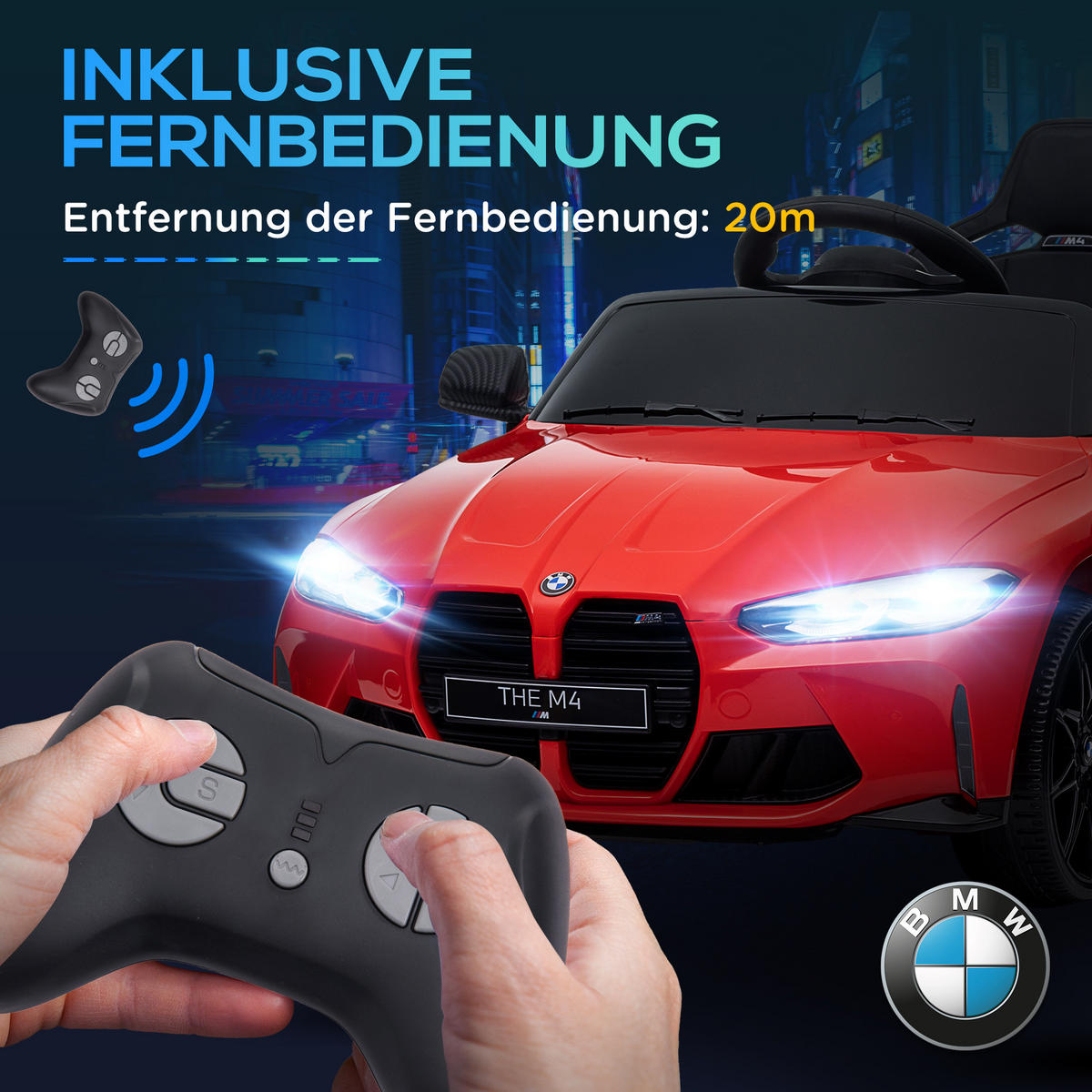 KINDER Elektroauto 12V Kinderfahrzeug mit 2,4G-Fernbedienung, 3-5 km/h, Rot - Rot, Kunststoff/Metall (108/69.5/51cm) - AIYAPLAY