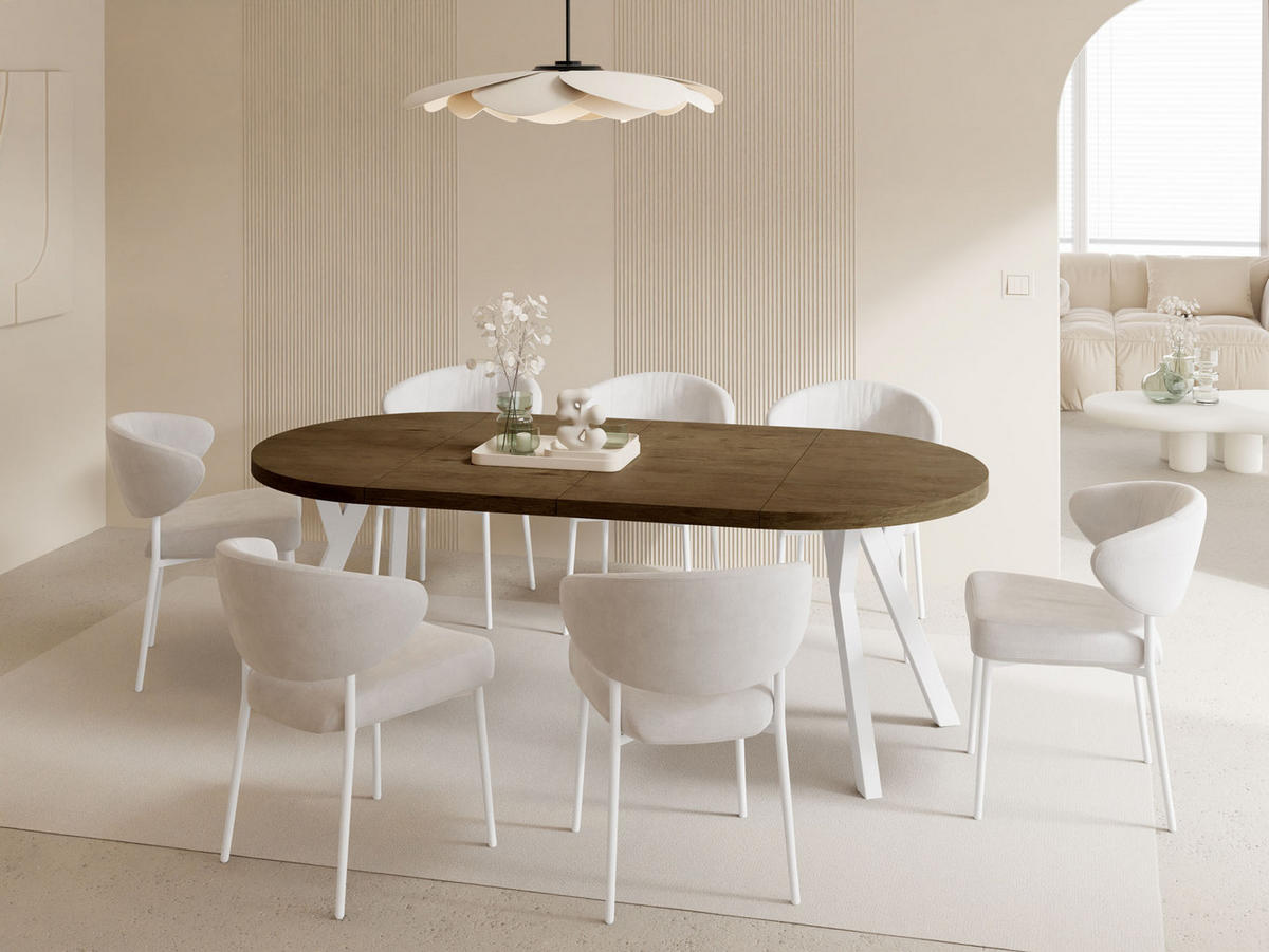 ESSTISCH Twixy XXL groß rund oval ausziehbar, Eiche Braun Rustikal 100-300/100/76 cm - Alteiche/Weiß, Holz/Holzwerkstoff (100/100/76cm) - WFL GROUP