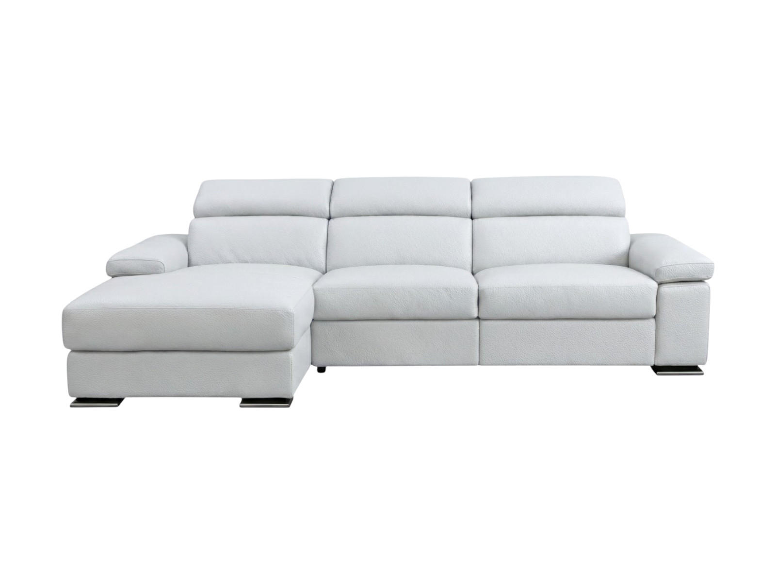 ECKSOFA Plutone Echtleder Weiß - Weiß, Leder/Metall (286/165cm)