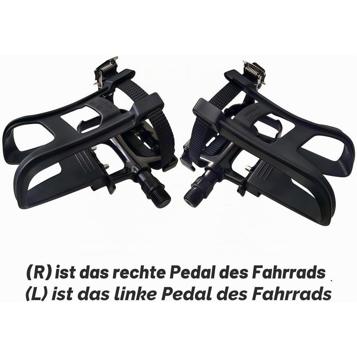 FAHRRADPEDALE mit Zehenclips und Fußschlaufen Schwarz - Schwarz, Kunststoff (6.4/1.5/9.9cm)