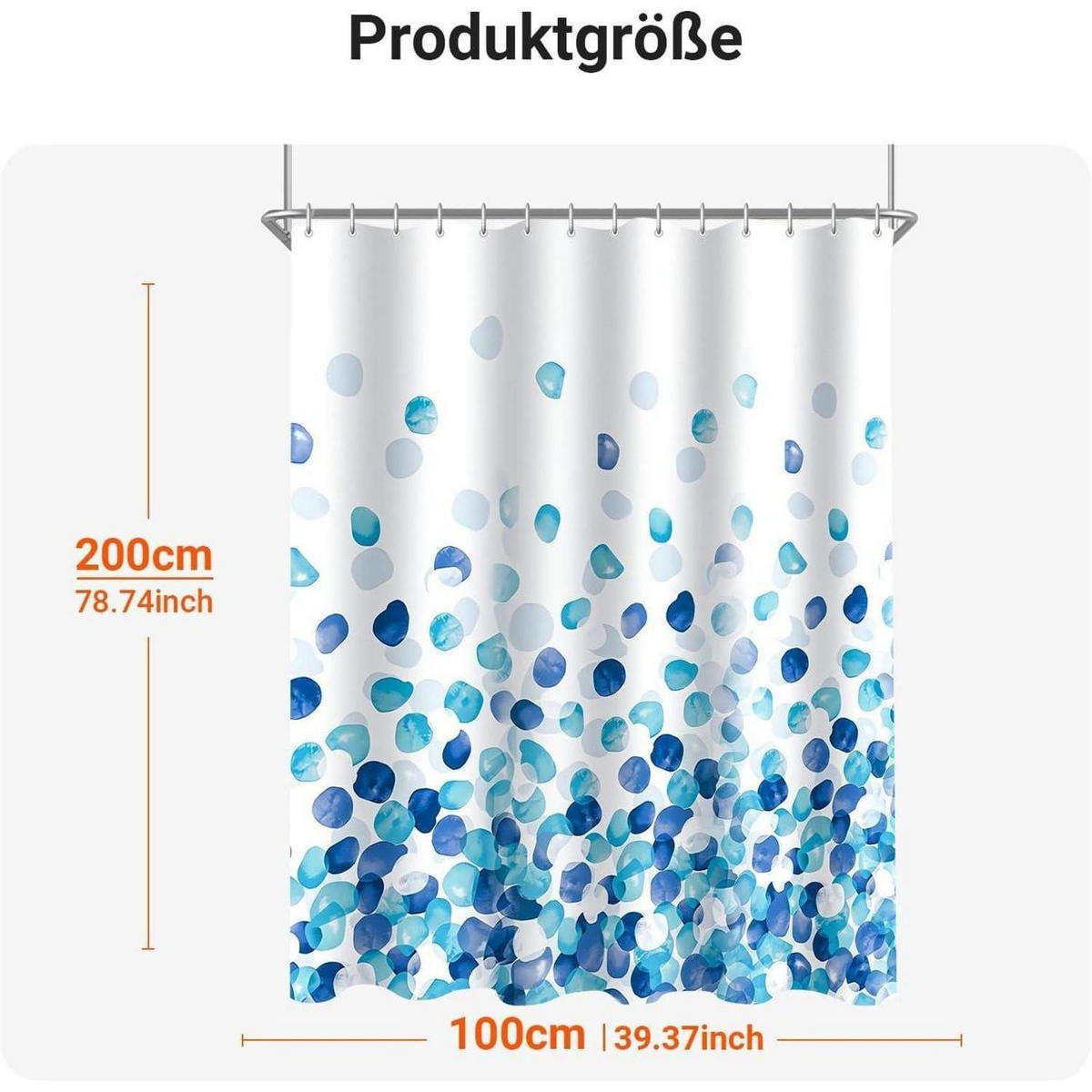 DUSCHVORHANG Blaue Blütenblätter 100 x 200 cm - Multicolor, Textil (100/200cm)