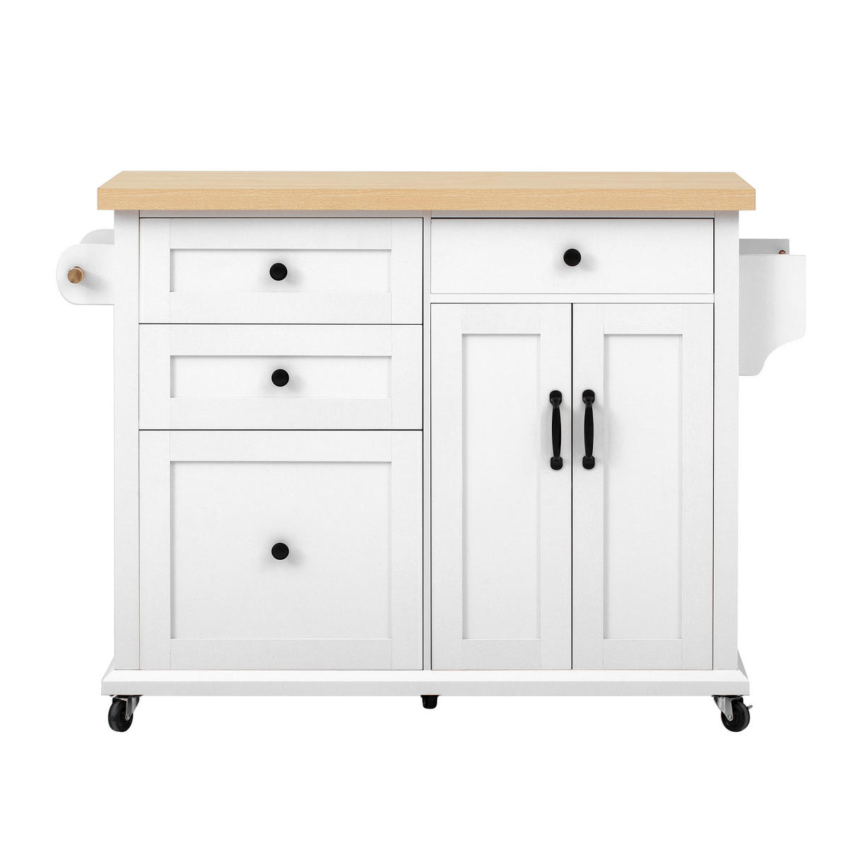 KÜCHENINSEL mit ausziehbarer Arbeitsplatte 107 x 45-70 x 90,5 cm Weiß - Weiß, Holz (45/90.5/107cm) - Beauniv