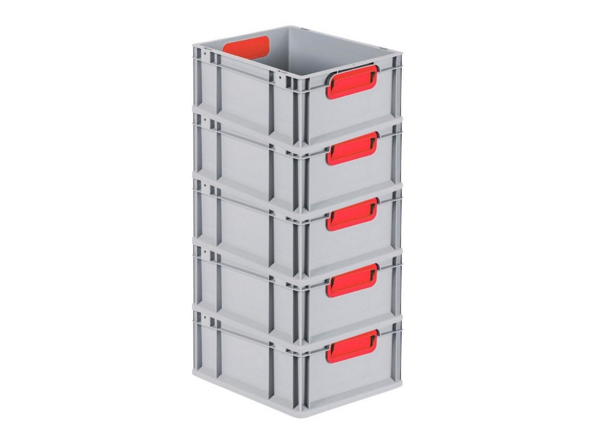 EUROBOX 5x Nextgen Color 17x30x40cm 16 Liter Griffe Rot Geschlossen - Rot, Kunststoff (30/17/40cm) - PROREGAL